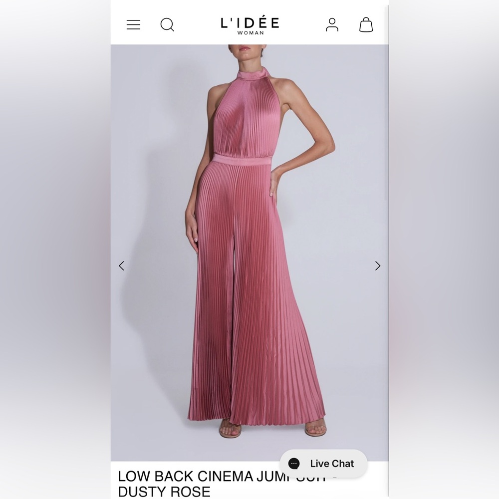NWT L’Idee Dusty Rose Pleated Jumpsuit